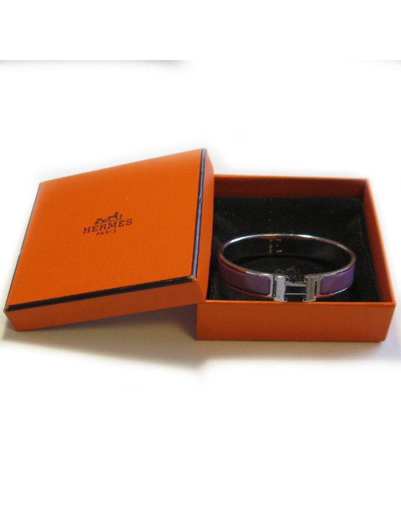 Bracelet Clic H  HERMES émaillé parme