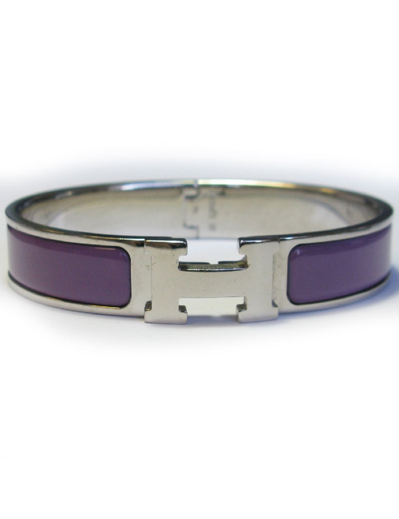 Bracelet Clic H  HERMES émaillé parme