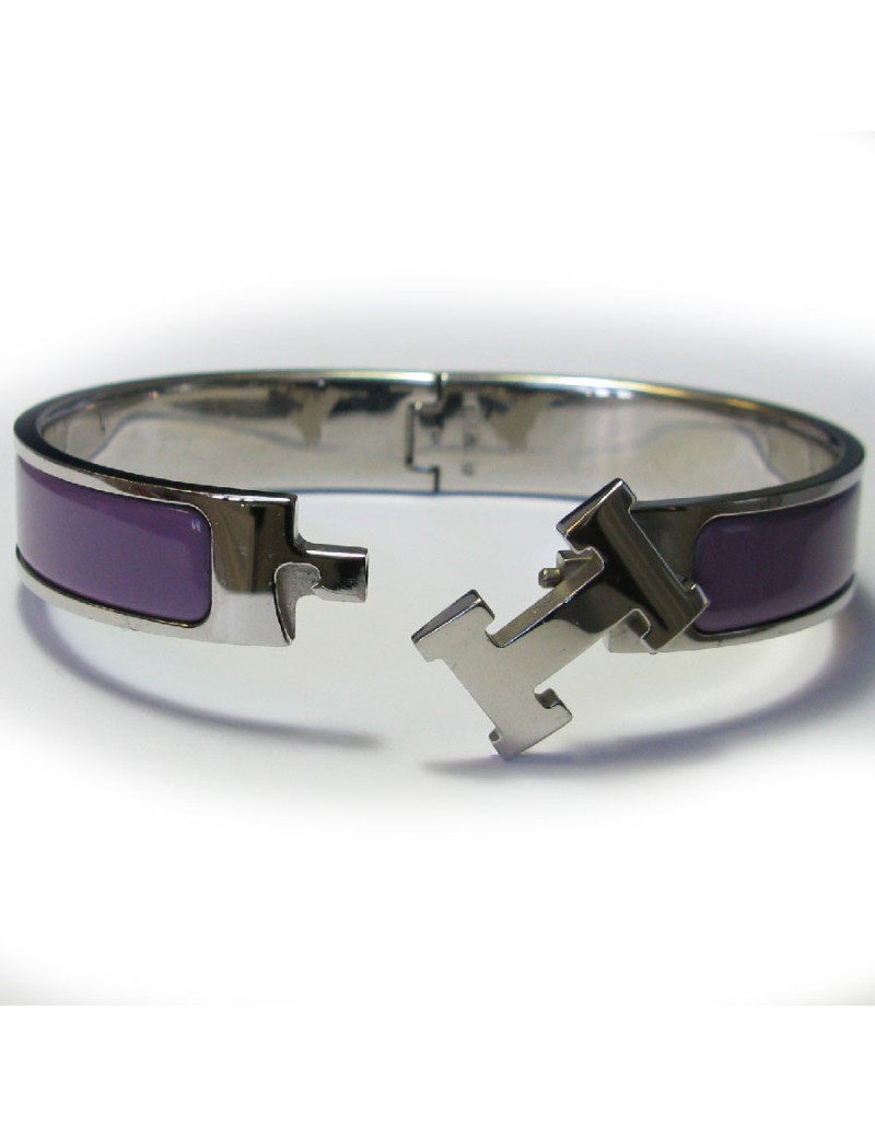 Bracelet Clic H  HERMES émaillé parme