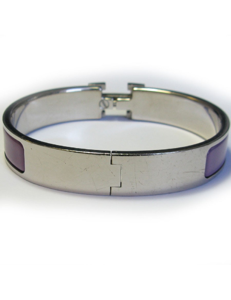 Bracelet Clic H  HERMES émaillé parme