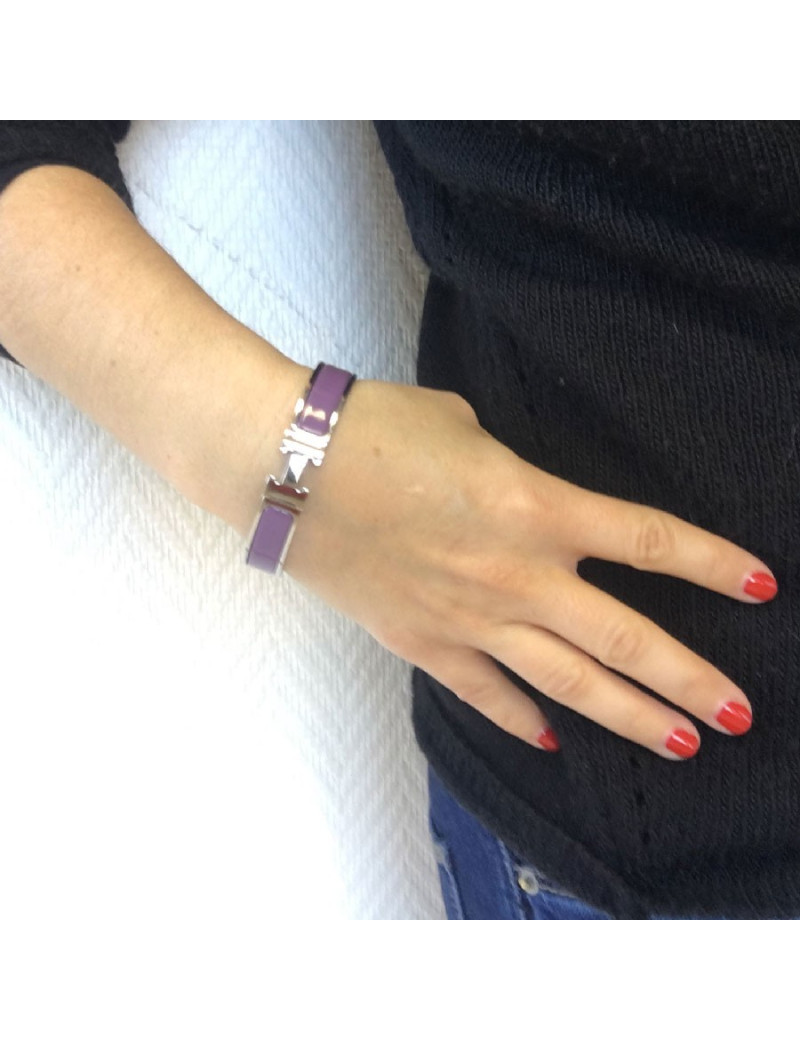 Bracelet Clic H  HERMES émaillé parme