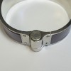HERMES Large hinged cuff bracelet in palladium plated brass and purple enamel