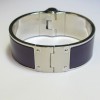 HERMES Large hinged cuff bracelet in palladium plated brass and purple enamel