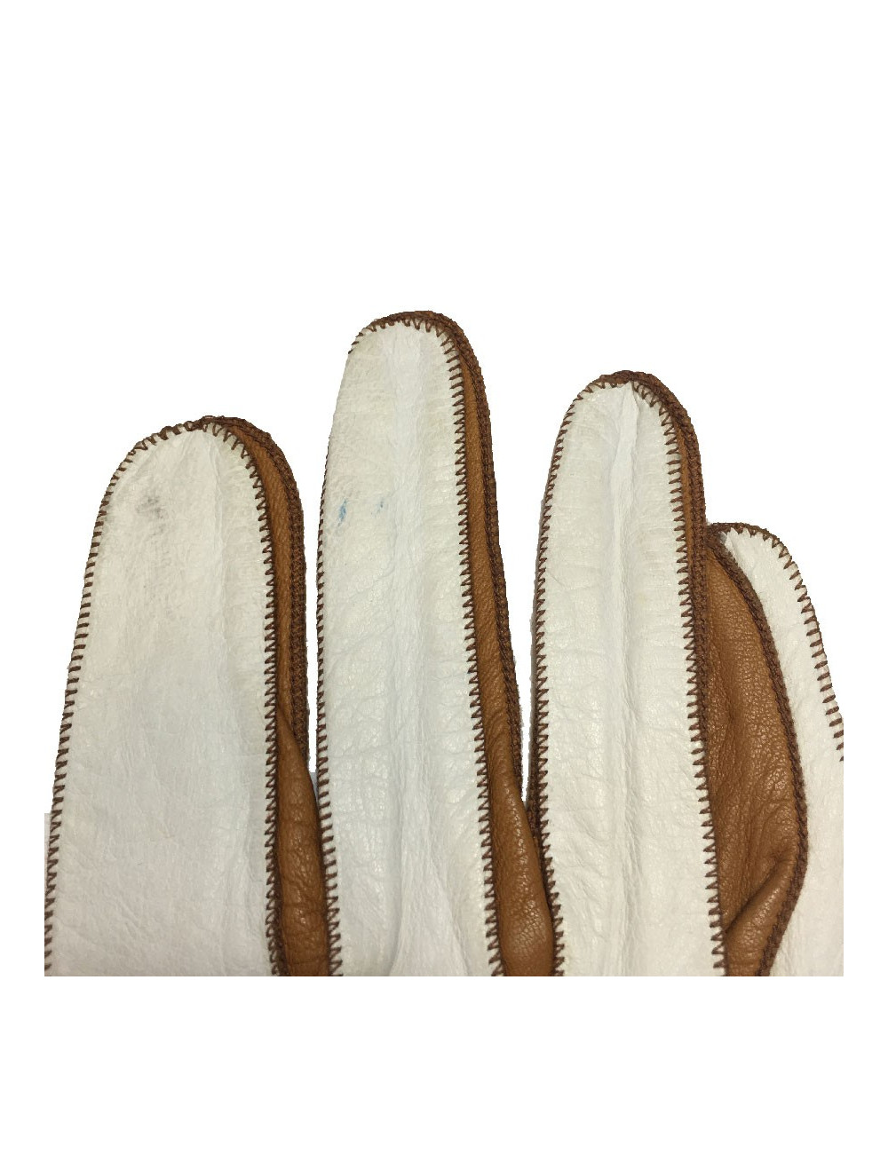 Gants CHRISTIAN DIOR bicolore cuir blanc et caramel