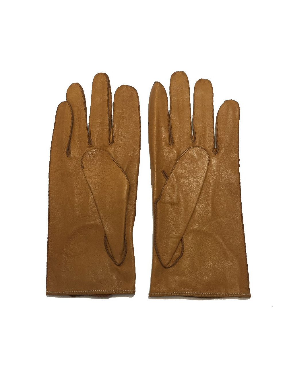 Gants CHRISTIAN DIOR bicolore cuir blanc et caramel