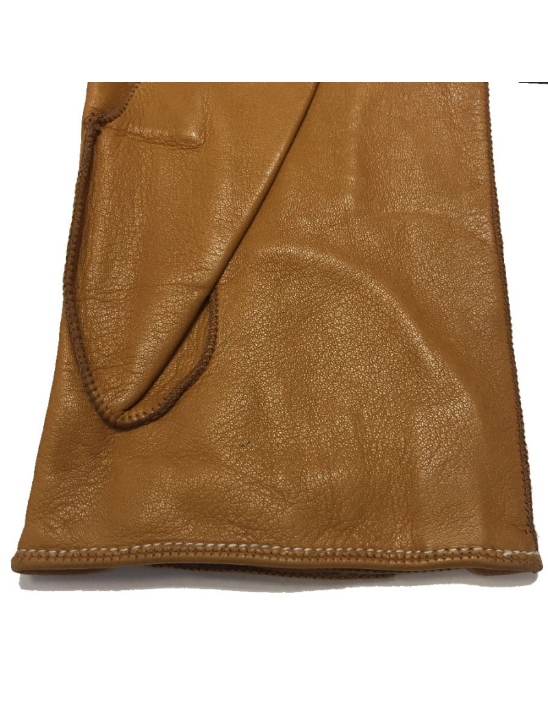 Gants CHRISTIAN DIOR bicolore cuir blanc et caramel