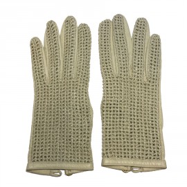 CHANEL gloves in light beige leather and crochet size 7.5