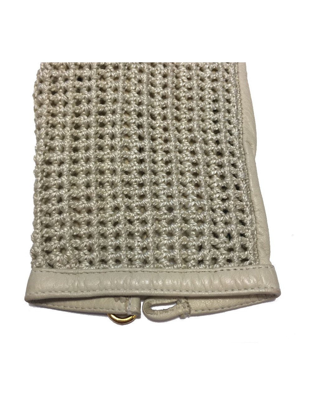 Gants CHANEL crème cuir et crochet