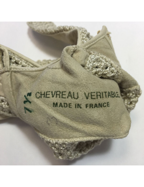 Gants CHANEL crème cuir et crochet