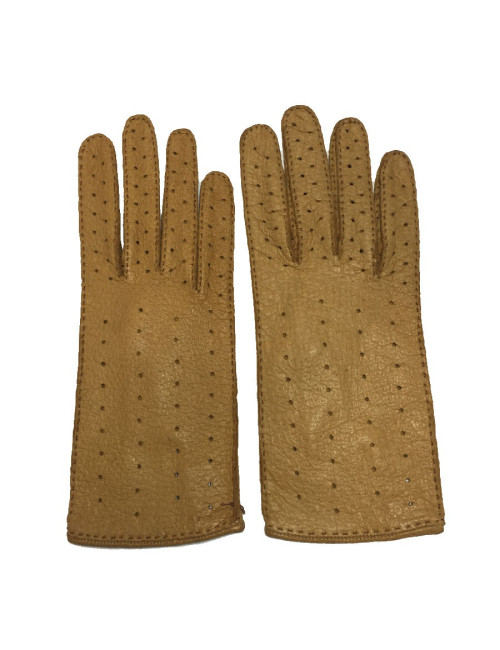Gants CHRISTIAN DIOR T8 en pécari beige foncé