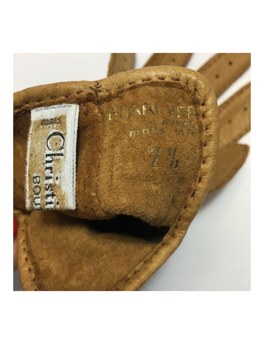 Gants CHRISTIAN DIOR T8 en pécari beige foncé