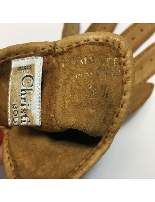 Gants CHRISTIAN DIOR T8 en pécari beige foncé
