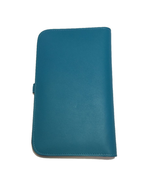 Portefeuille Dogon Duo HERMES grand modèle en veau swift turquoise
