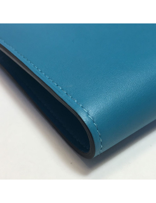 Portefeuille Dogon HERMES en veau swift turquoise
