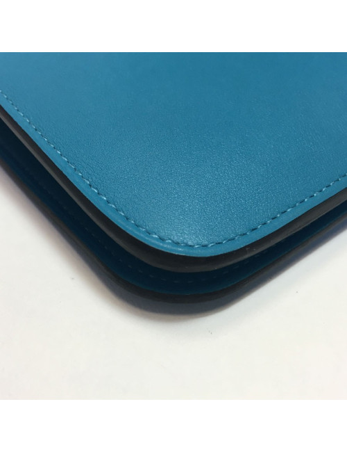 Portefeuille Dogon Duo HERMES grand modèle en veau swift turquoise