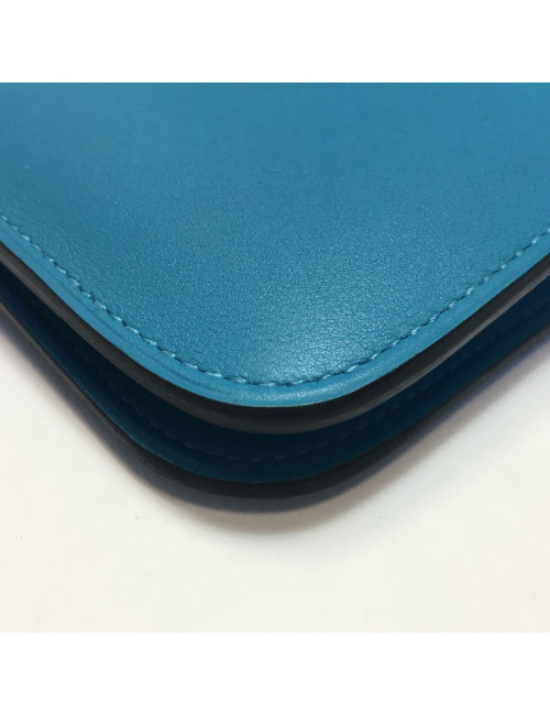 Portefeuille Dogon HERMES en veau swift turquoise