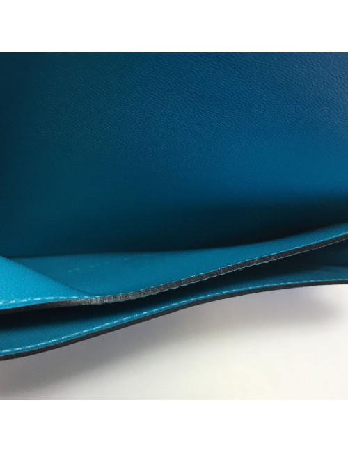 Portefeuille Dogon HERMES en veau swift turquoise