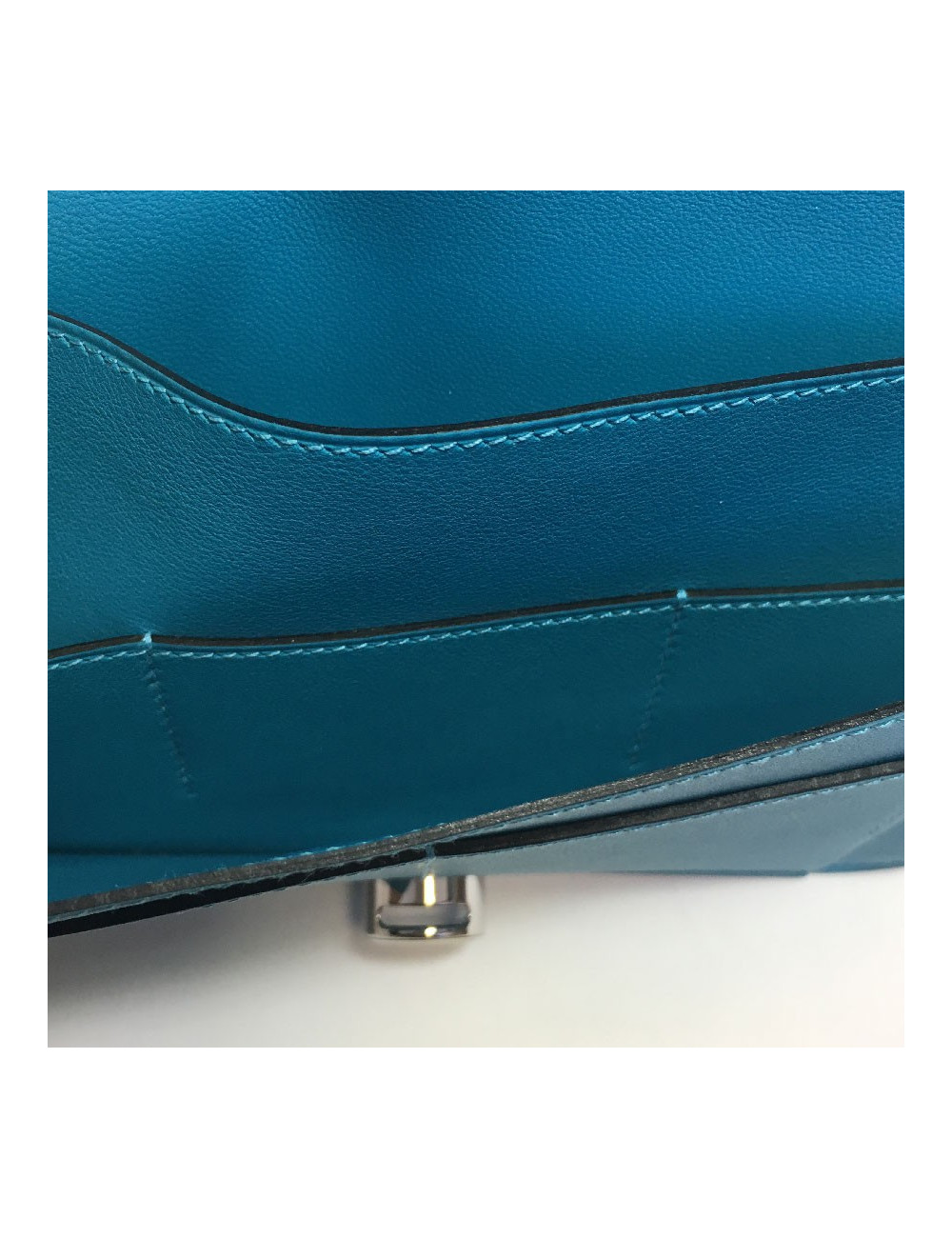 Portefeuille Dogon Duo HERMES grand modèle en veau swift turquoise