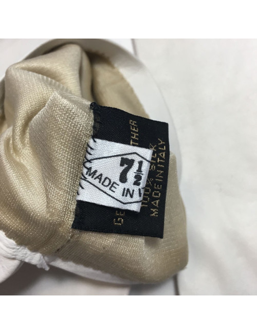 CHANEL long gloves in white leather and black cashmere size 7.5