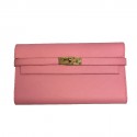 HERMES Kelly Wallet in confetti pink leather