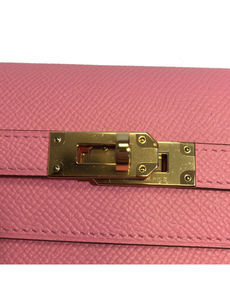 HERMES Kelly Wallet in confetti pink leather