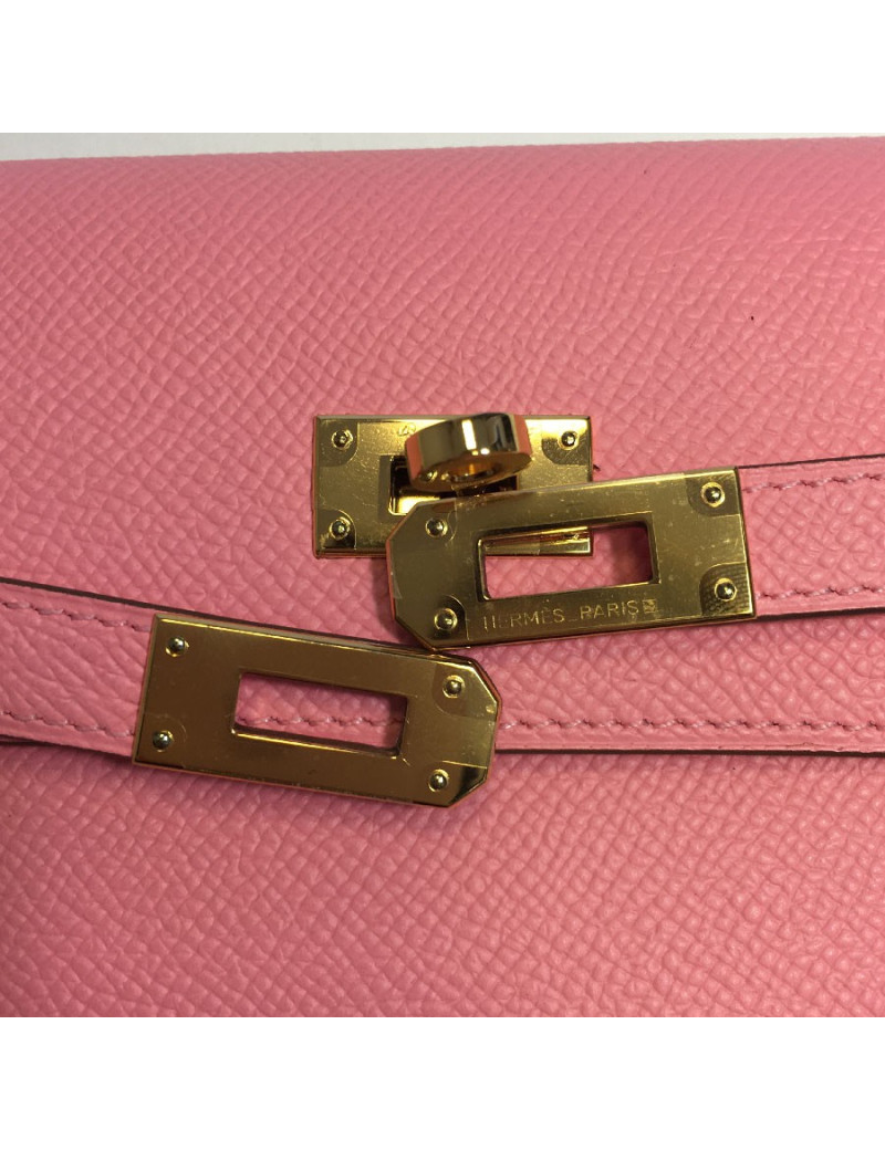 xxx Portefeuille Kelly HERMES en veau epsom rose confetti