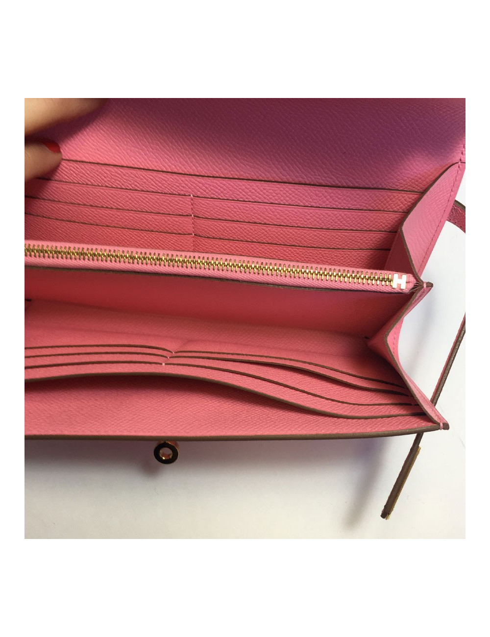 HERMES Kelly Wallet in confetti pink leather