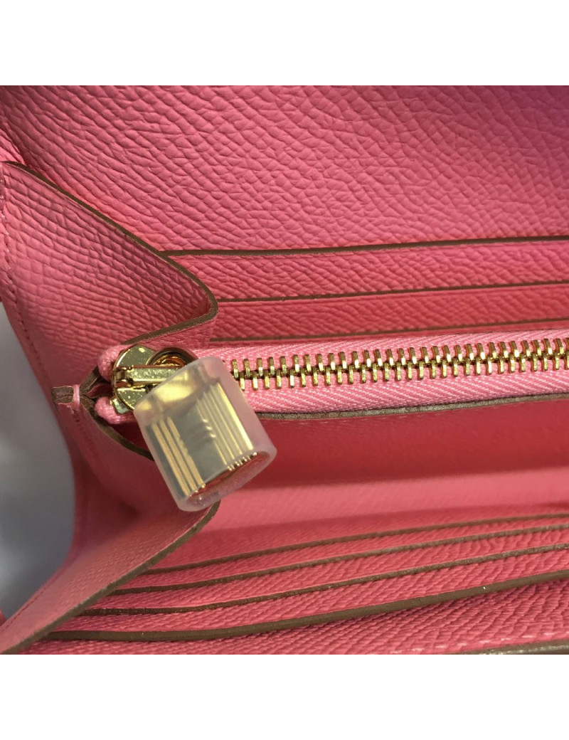 xxx Portefeuille Kelly HERMES en veau epsom rose confetti