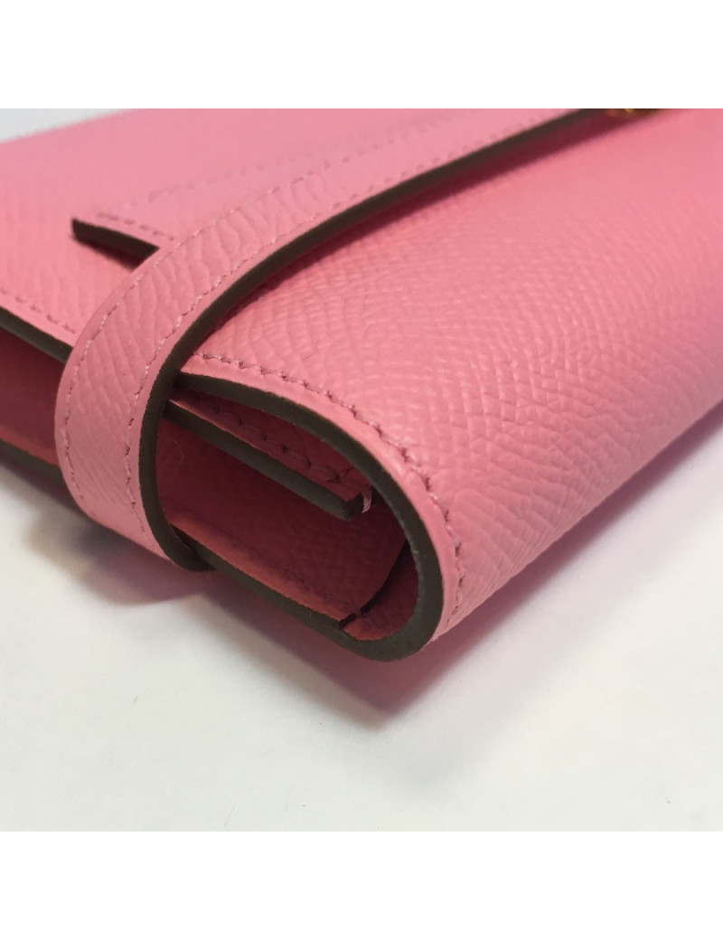HERMES Kelly Wallet in confetti pink leather