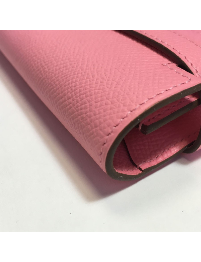 HERMES Kelly Wallet in confetti pink leather