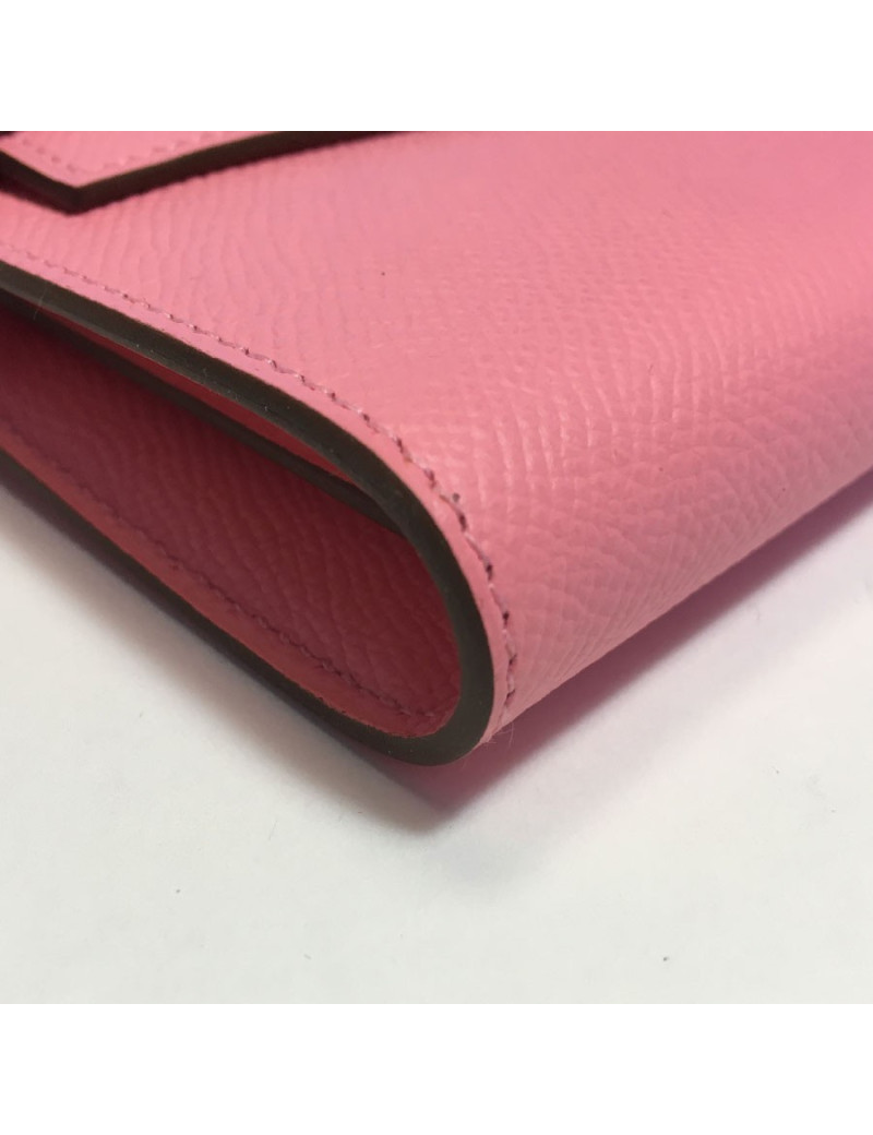 HERMES Kelly Wallet in confetti pink leather