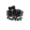 CHANEL CC ring 54FR in ruthenium, pearls, brilliants and black enamel