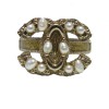 CHANEL CC ring in gilt metal set with pearl beads size 53FR