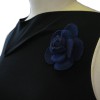 CHANEL camellia brooch in dark blue fabric