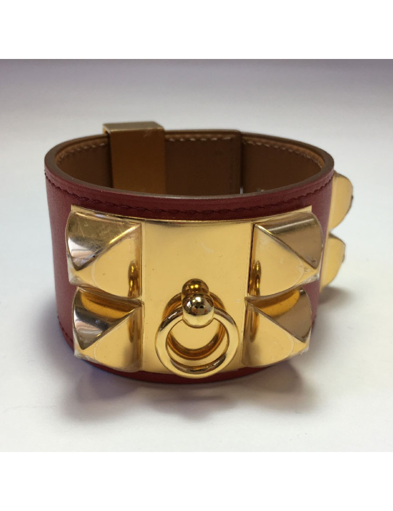 xxx Manchette HERMES CDC collier de chien en veau tadelakt sanguine