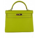 Kelly II 32 HERMES Candy lime and grey two-tone