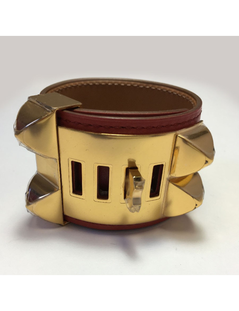 xxx Manchette HERMES CDC collier de chien en veau tadelakt sanguine