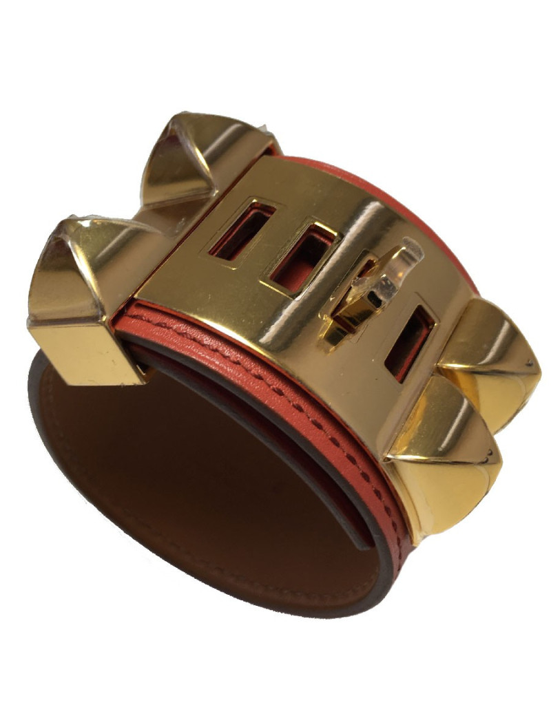 xxx Manchette HERMES CDC collier de chien en veau tadelakt sanguine