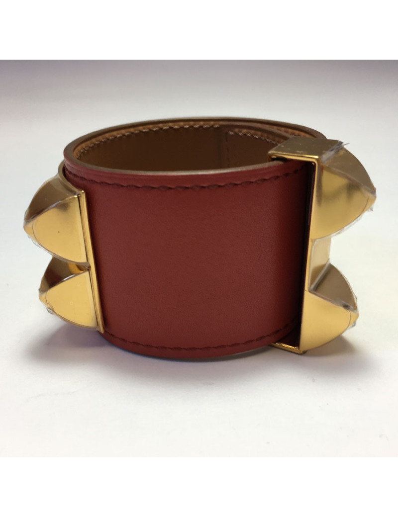 xxx Manchette HERMES CDC collier de chien en veau tadelakt sanguine