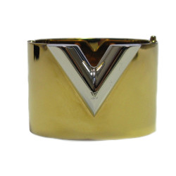 LOUIS VUITTON 'Essential V' Cuff Bracelet in golden brass