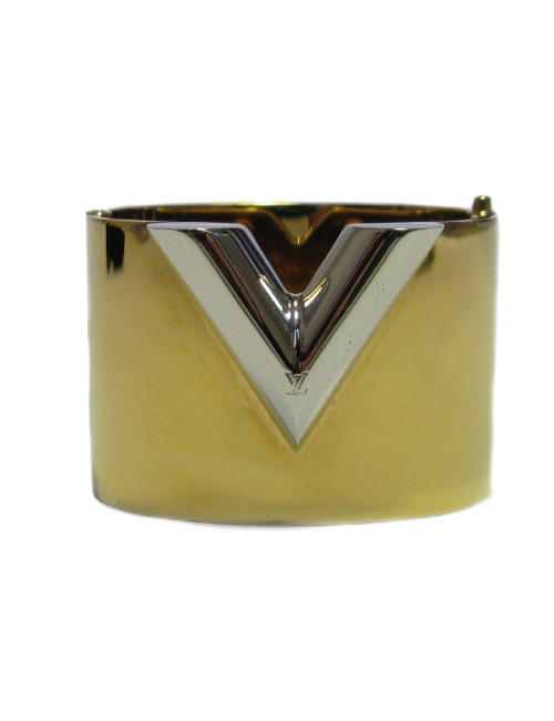 LOUIS VUITTON 'Essential V' Cuff Bracelet in golden brass