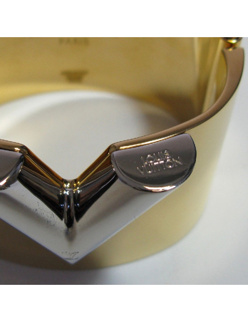LOUIS VUITTON 'Essential V' Cuff Bracelet in golden brass