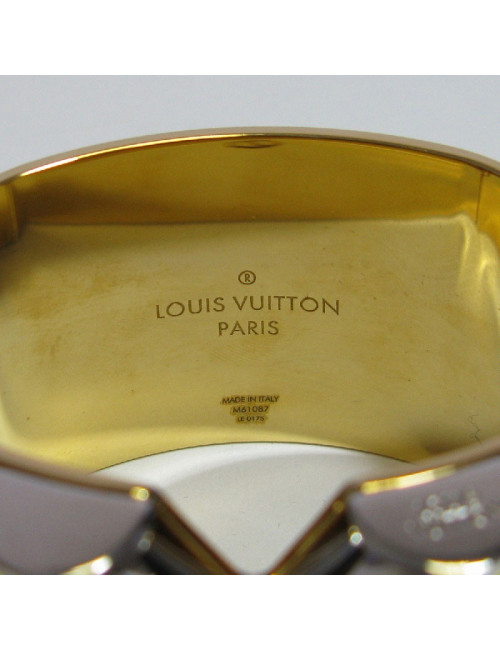 LOUIS VUITTON 'Essential V' Cuff Bracelet in golden brass