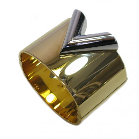 LOUIS VUITTON 'Essential V' Cuff Bracelet in golden brass