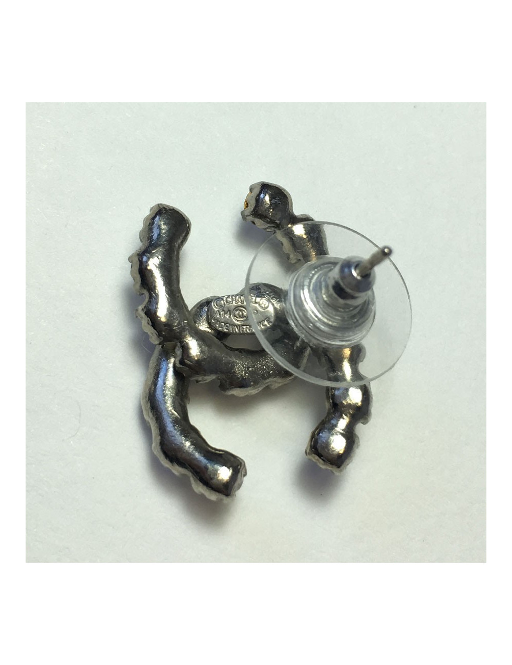 Boucles d'oreilles clous CHANEL CC strass