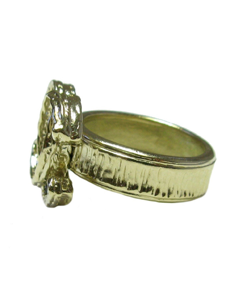 CHANEL CC ring 54FR in gilded metal set with rhinestones 