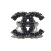 CHANEL CC ring in ruthenium and black pearl beads