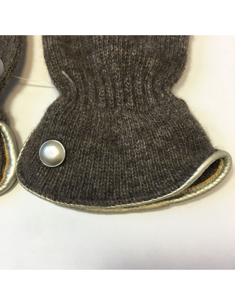 Gants MURIEL marron cuir doré