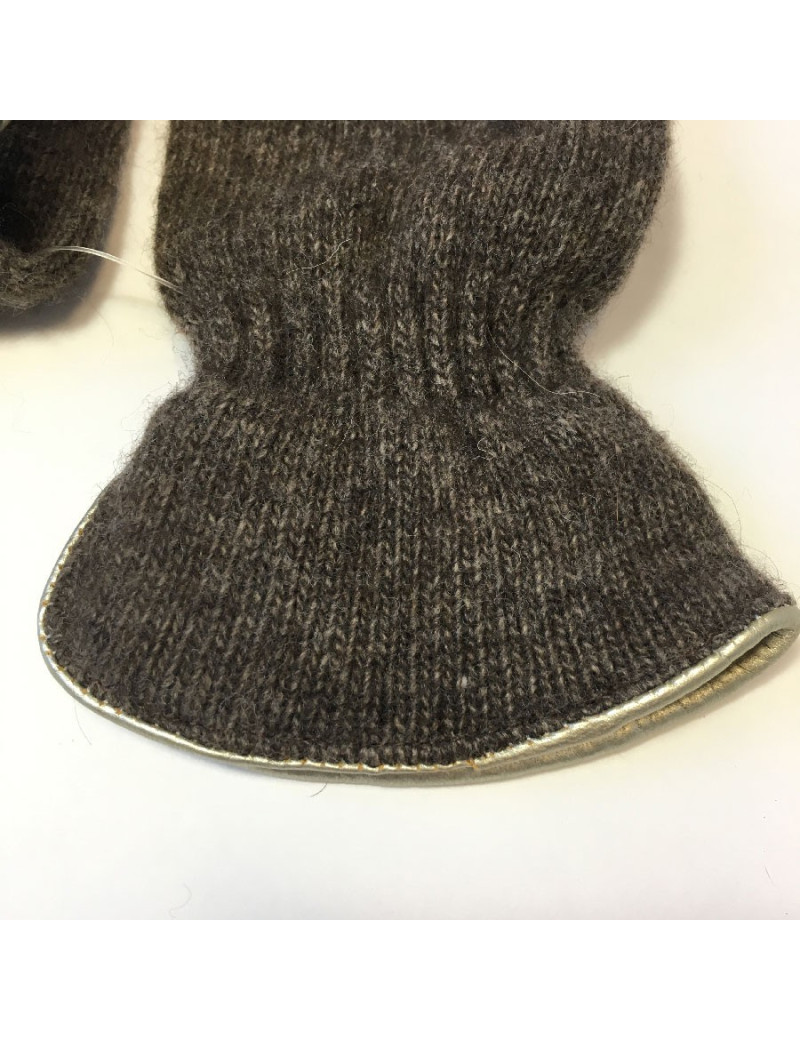 Gants MURIEL marron cuir doré