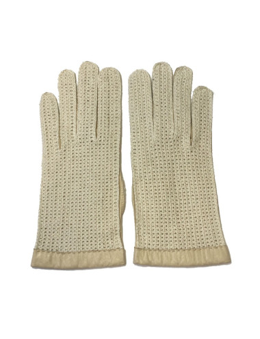 Gants SANS MARQUE coton & crochet crème